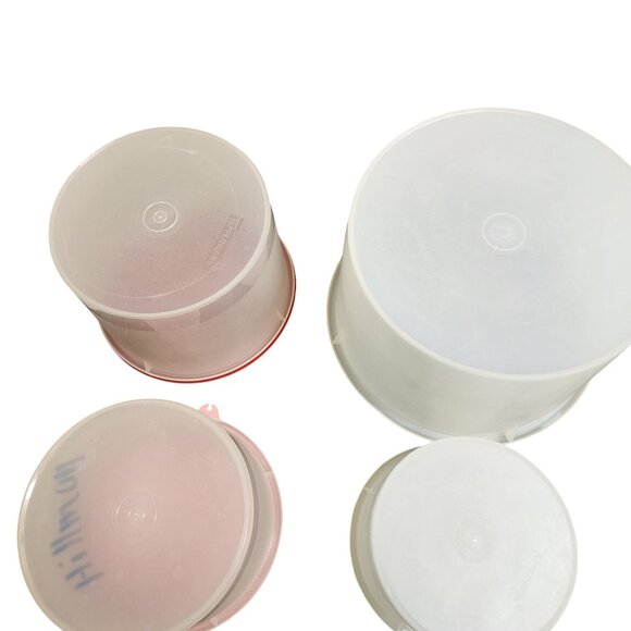 Set Of 4 Tupperware Round Containers With Lids - Picture 2 of 2